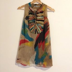 Blue Tassel sleeveless blouse (XS)